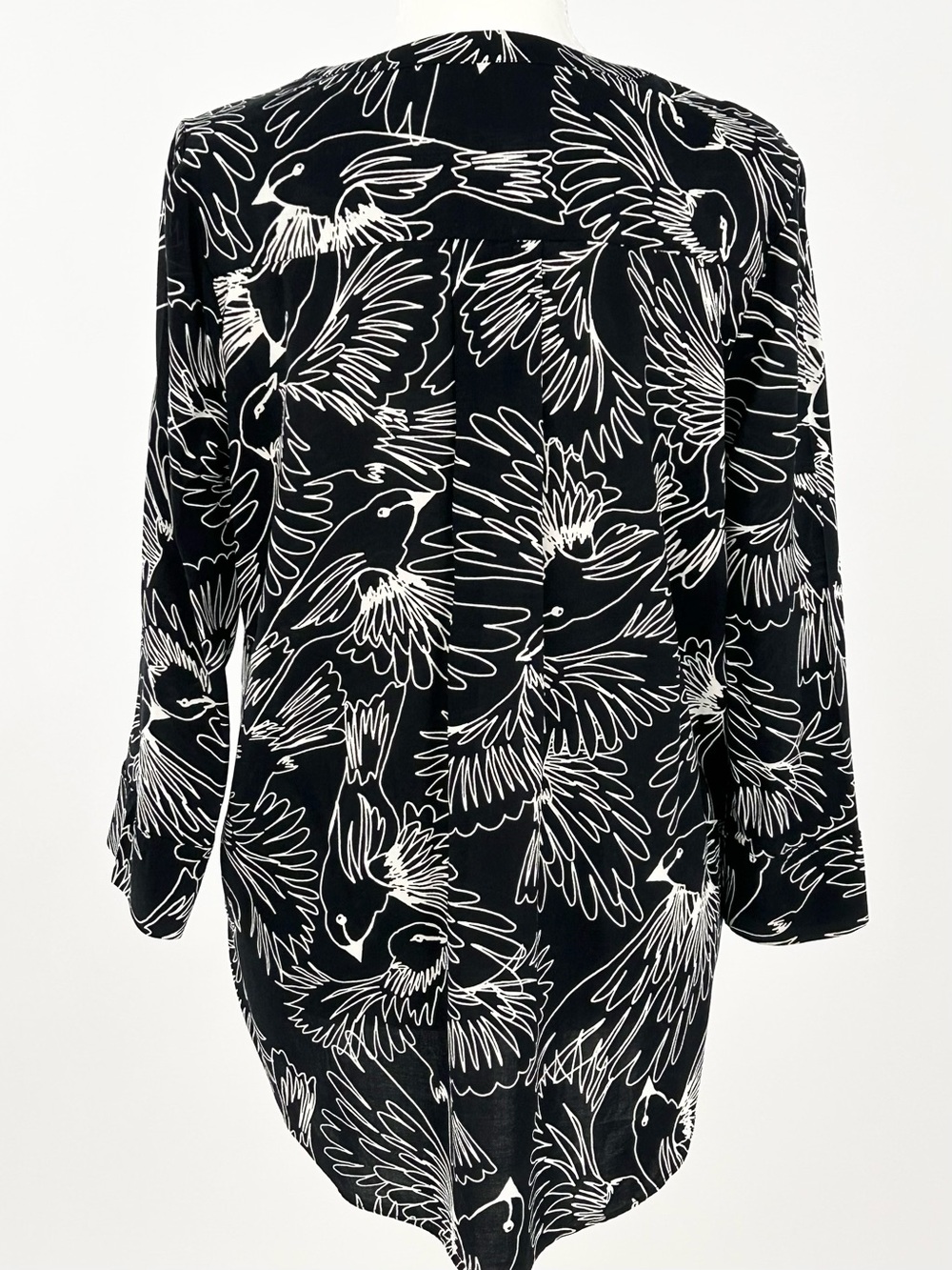 Maeve Anthropologie Bird Print Popover Tunic Top Rayon Size 6 View 3
